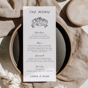 Modern Hand Drawn Wedding Menu Card