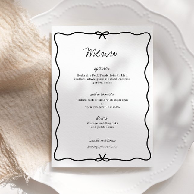 Modern Hand Drawn Wedding Menu Invitation (Creator Uploaded)