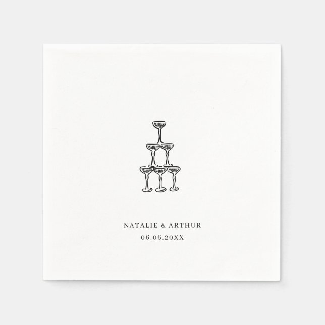 Modern Hand Drawn Wedding Napkin (Front)