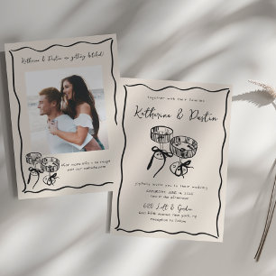 Modern Hand-Drawn Whimsical Photo Wedding Invitation