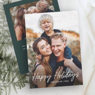 Modern Hand Lettered 2 Photo  Holiday Card