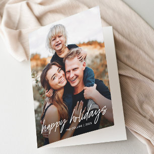 Modern Hand Lettered 2 Photo Holiday Card