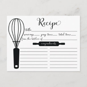 Modern Hand Lettered Black Whisk Recipe Card