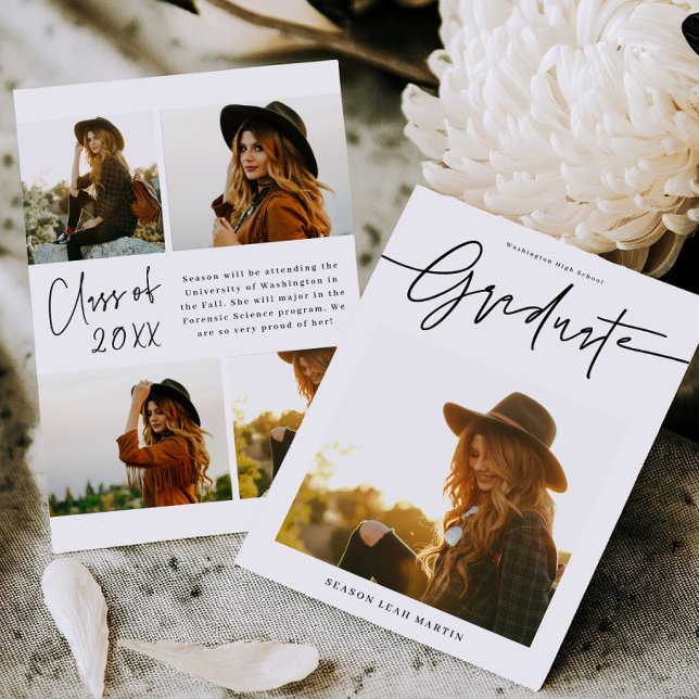 Modern Hand Lettered Graduation Announcement Card  (Creator Uploaded)