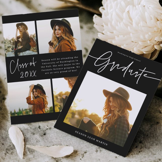 Modern Hand Lettered Graduation Announcement Card  (Creator Uploaded)