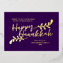 Modern Hand Lettered Happy 3 Photo Hanukkah