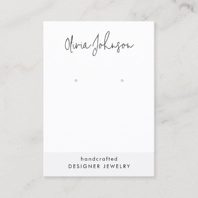 Modern Hand Lettered Jewellery Earring Display  Business Card (Front)