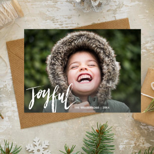 Modern Hand lettered Joyful Holiday Photo