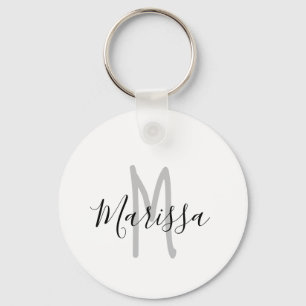 Modern Hand Lettered Name & Monogram Key Ring
