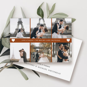 Modern Hand-Lettered Photo Collage Terracotta Thank You Card