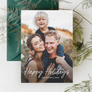 Modern Hand Lettered Photo Magnetic Holiday Cards