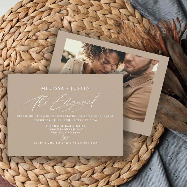 Modern Hand Lettered Photo Wedding Engagement    Invitation (Creator Uploaded)