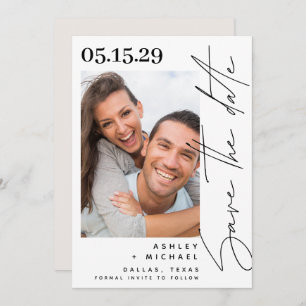 Modern Hand Lettered Script Typography Photo Save The Date