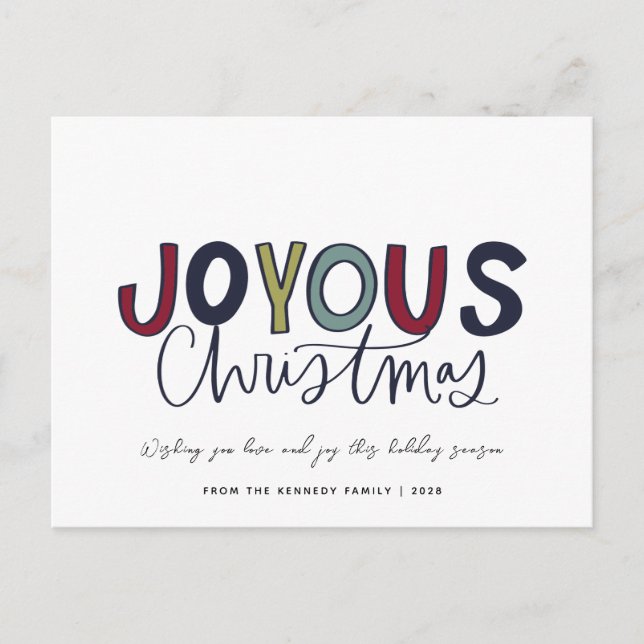 Modern Hand Lettered Style Christmas Card (Front)