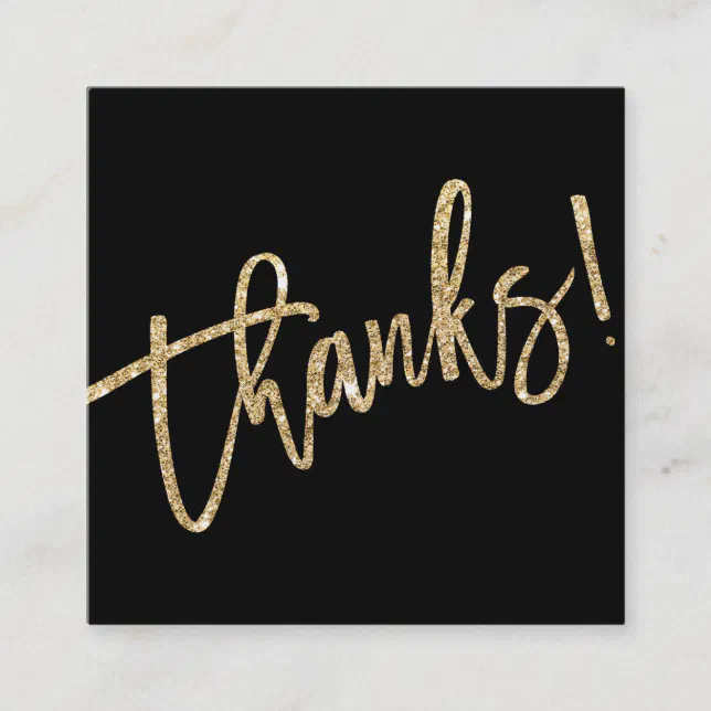 MODERN HAND LETTERED thank you gold glitter script Square Business Card ...