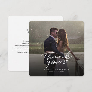Modern Hand-Lettered Wedding Photo Thank You Card