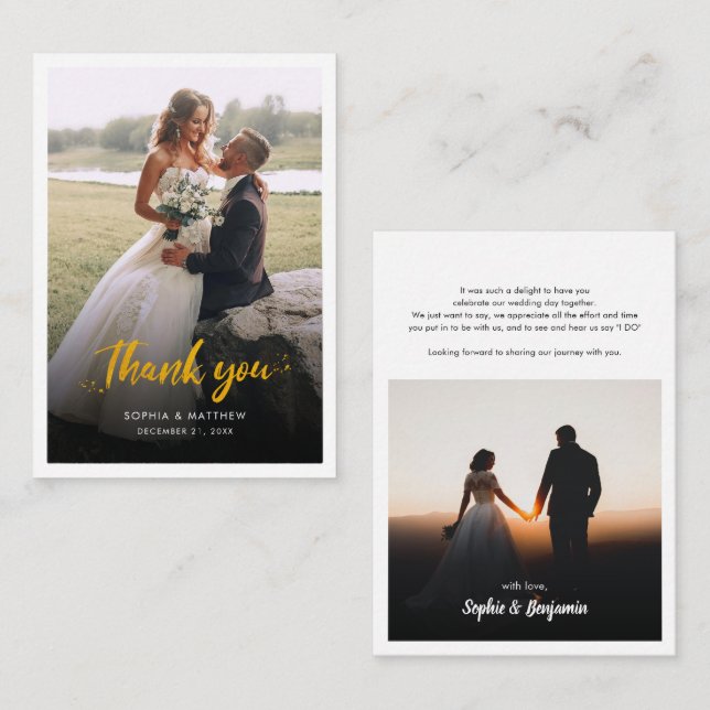 Modern Hand-Lettered Wedding Photo Thank You Card (Front/Back)
