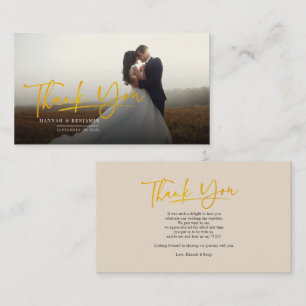 Modern Hand-Lettered Wedding Photo Thank You Card