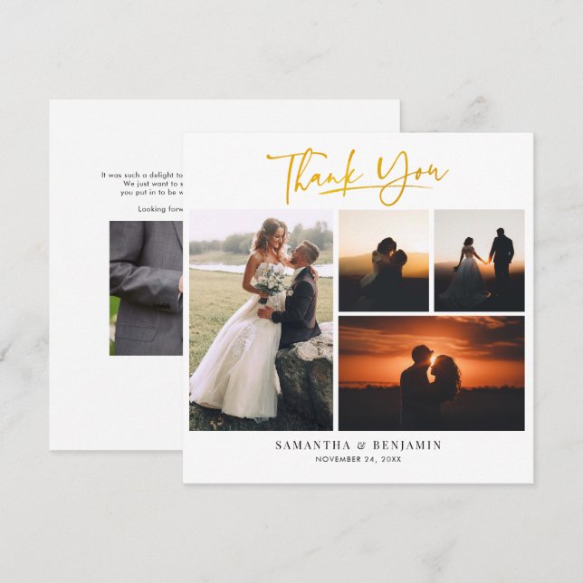 Modern Hand-Lettered Wedding Photo Thank You Card (Front/Back)