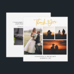 Modern Hand-Lettered Wedding Photo Thank You Card<br><div class="desc">A great and thoughtful way to thank your friends,  family,  and coworkers who graced you their presence on your your wedding day with this modern photo thank you cards with script hand lettered gold effect "thank you". Photos on both the front and the reverse of this card</div>
