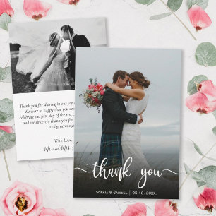 Modern Hand Lettered Wedding Photo Thank You Card