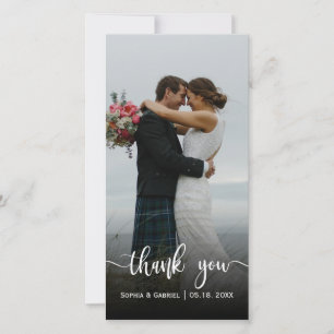 Modern Hand Lettered Wedding Photo Thank You Card