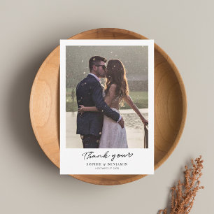 Modern Hand-Lettered Wedding Photos Thank You Card