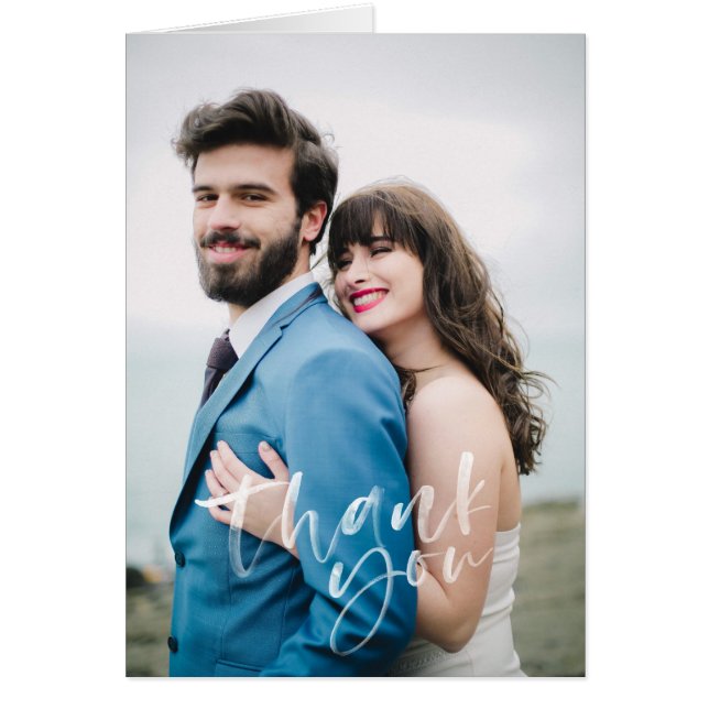 Modern hand-lettered Wedding Thank you card (Front)