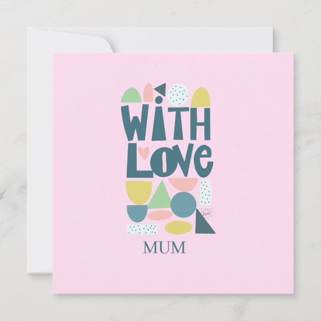 Modern Hand Lettered With Love Mothers Day Card (Front)