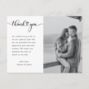 Modern Hand Lettering Love Photo Wedding Thank You Postcard