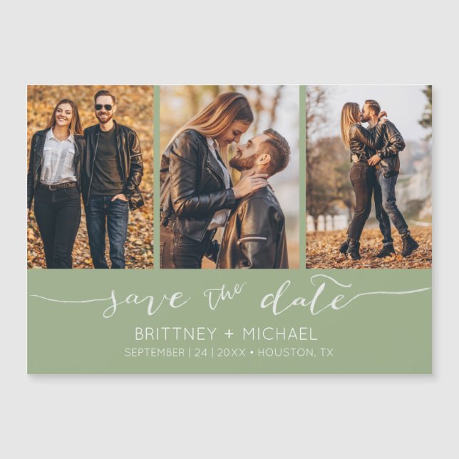 Modern Hand Lettering Save the Date Sage Green (Front)