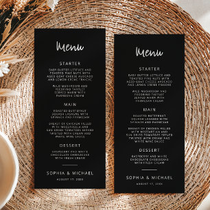 Modern Hand Lettering Script Black White Wedding Menu
