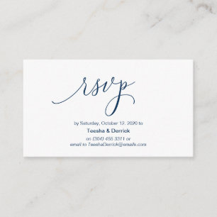 Modern hand Navy Blue ink script, Wedding RSVP Enclosure Card