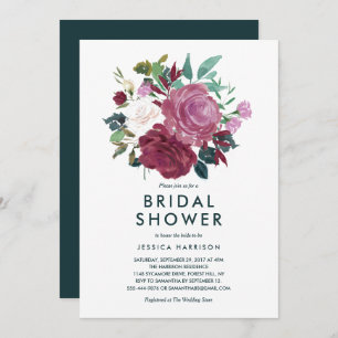 Modern Hand Painted Floral Bouquet Bridal Shower Invitation