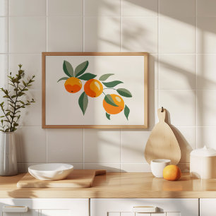 Modern Hand-Painted Gouache Orange Branch Art Poster