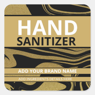 Modern Hand Sanitizer Black And Gold Brand Label