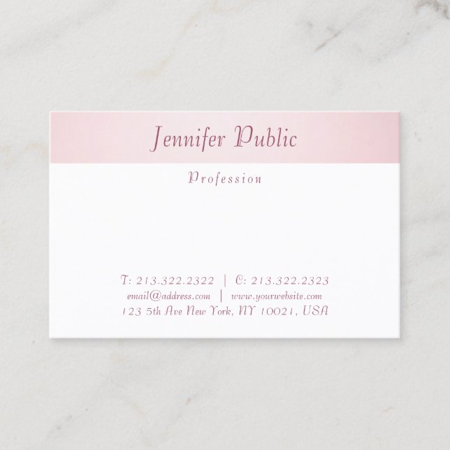 Modern Hand Script Elegant Rose Gold Trendy Simple Business Card (Front)