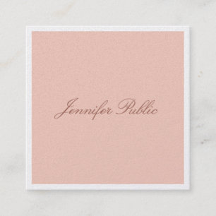 Modern Hand Script Elegant Template Pearl Finish Square Business Card