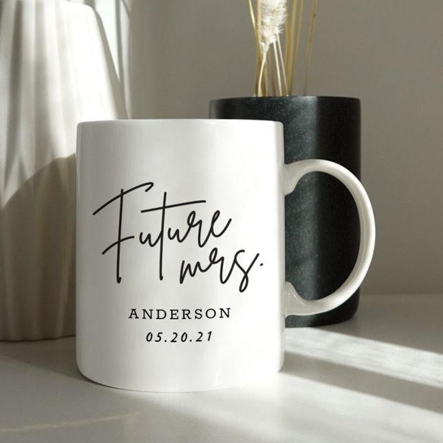 Modern Hand Script Future Mrs. Engagement Gift Coffee Mug (Creator Uploaded)