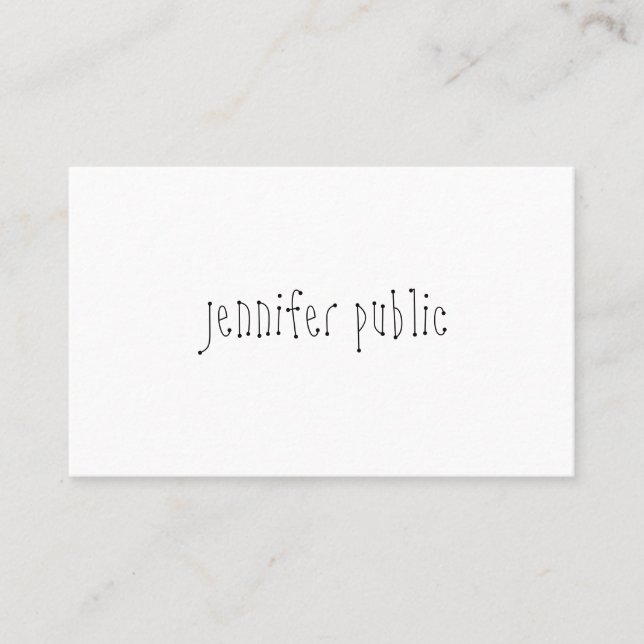 Modern Hand Script Name Text Template Chic Business Card (Front)