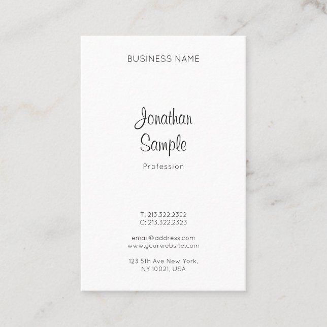 Modern Hand Script Name Text Template Simple Business Card (Front)