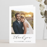 Modern Hand Script Wedding Photo Thank You Card<br><div class="desc">Custom-designed folded wedding thank you cards featuring modern hand script with personalised photos and message.</div>