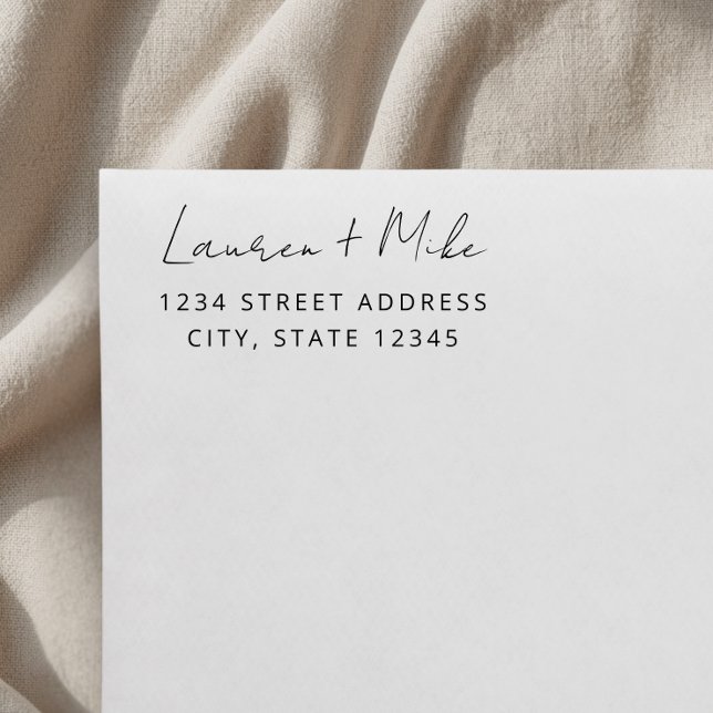 Modern Hand Script Wedding Return Address Self-inking Stamp (Creator Uploaded)