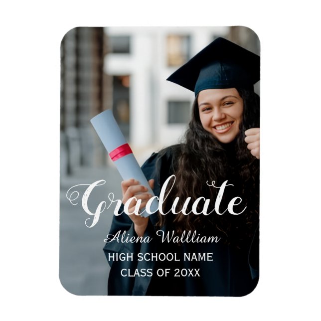 MODERN HAND WRITING GRADUATE CUSTOMIZING PHOTO MAGNET (Vertical)