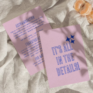 Modern Hand Written colourful Retro Wedding Detail Enclosure Card