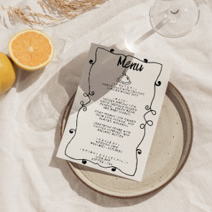 Modern Hand Written Drawn Retro Frame Wedding     Menu
