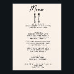 Modern Hand Written Drawn Retro Quirky Wedding Menu<br><div class="desc">A colourful retro funky modern black and white wedding dinner menu. Which features chic template design of creamy milky background and black hand written typography. With Hand drawn knife and a fork  . A Perfect and matching with the whole suite.</div>