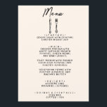 Modern Hand Written Drawn Retro Quirky Wedding Menu<br><div class="desc">A colourful retro funky modern black and white wedding dinner menu. Which features chic template design of creamy milky background and black hand written typography. With Hand drawn knife and a fork  . A Perfect and matching with the whole suite.</div>