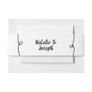Modern Hand Written Drawn Retro Unique Wedding Invitation Belly Band