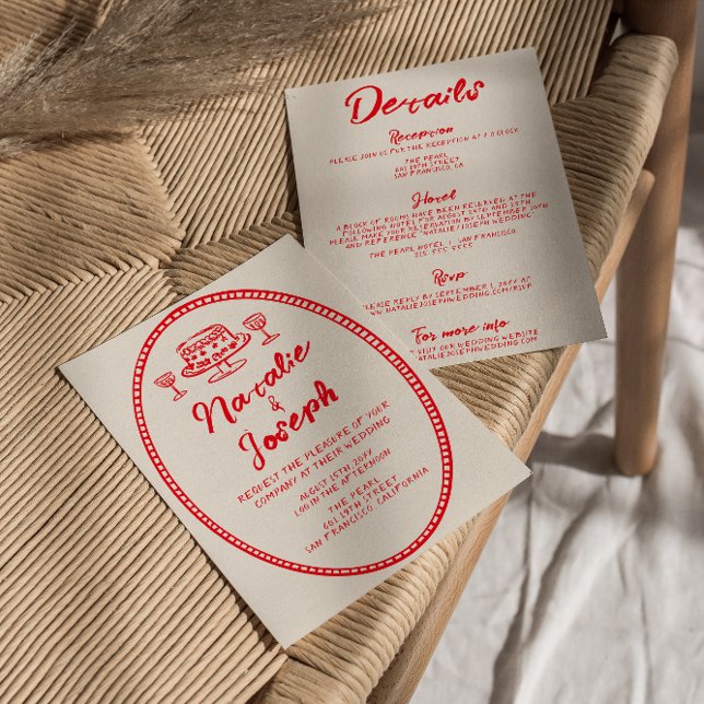 Modern Hand-Written Quirky All In One Wedding Invitation (Creator Uploaded)